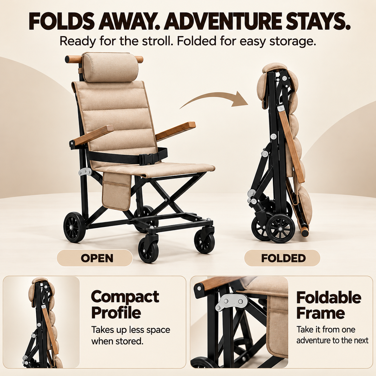Kinwood™ Fauteuil de transport pliable